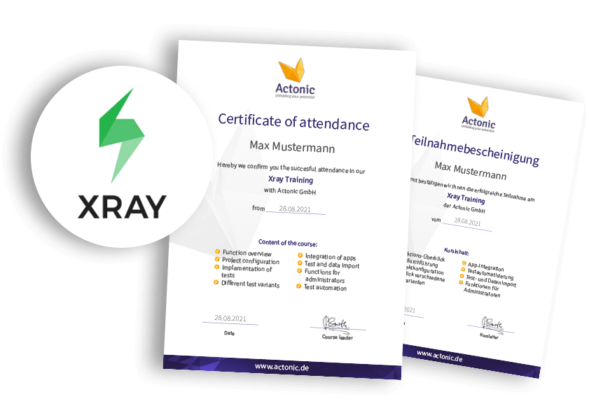 Certificate of Attendance Xray training