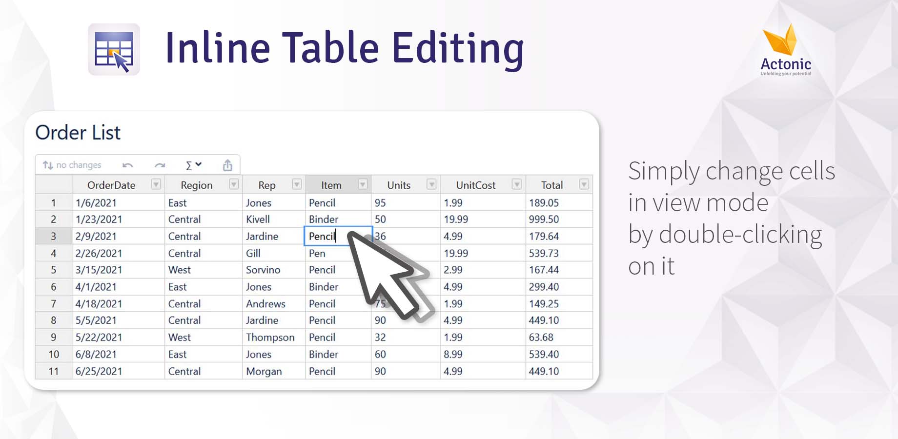 Simply change cells in view mode by double clicking on it